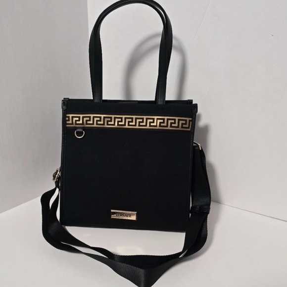 Versace Parfums Handbags - Versace Parfums 2way bag Black and Gold Shoulder Bag